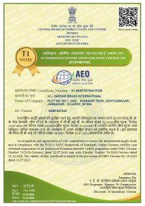 AEO Certificate of Sardar brass international