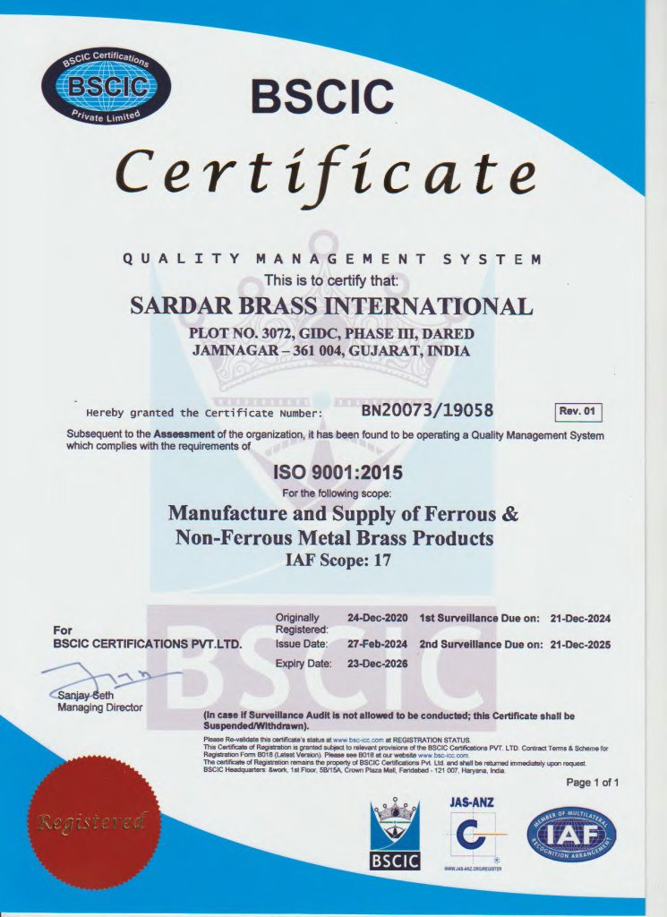 ISO CERTIFICATE-SARDAR-2026 ISO Certificate of Sardar brass international